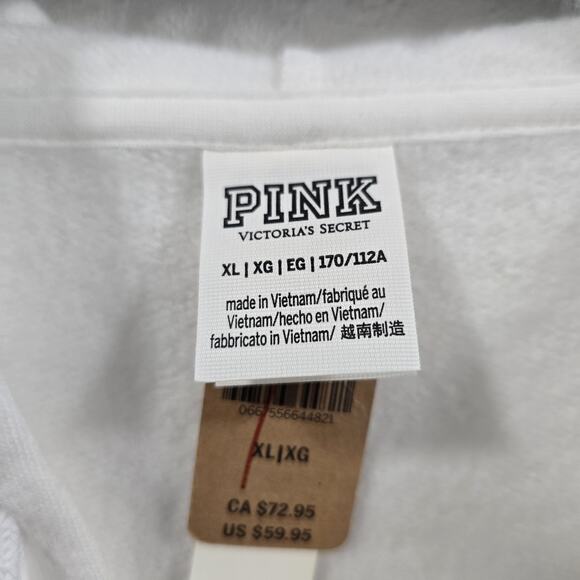 Victoria Secret PINK Hoodie Rainbow Logo XL White New Jacket - Picture 3 of 11
